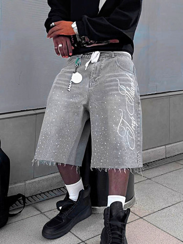 Men gray denim - men's, shorts